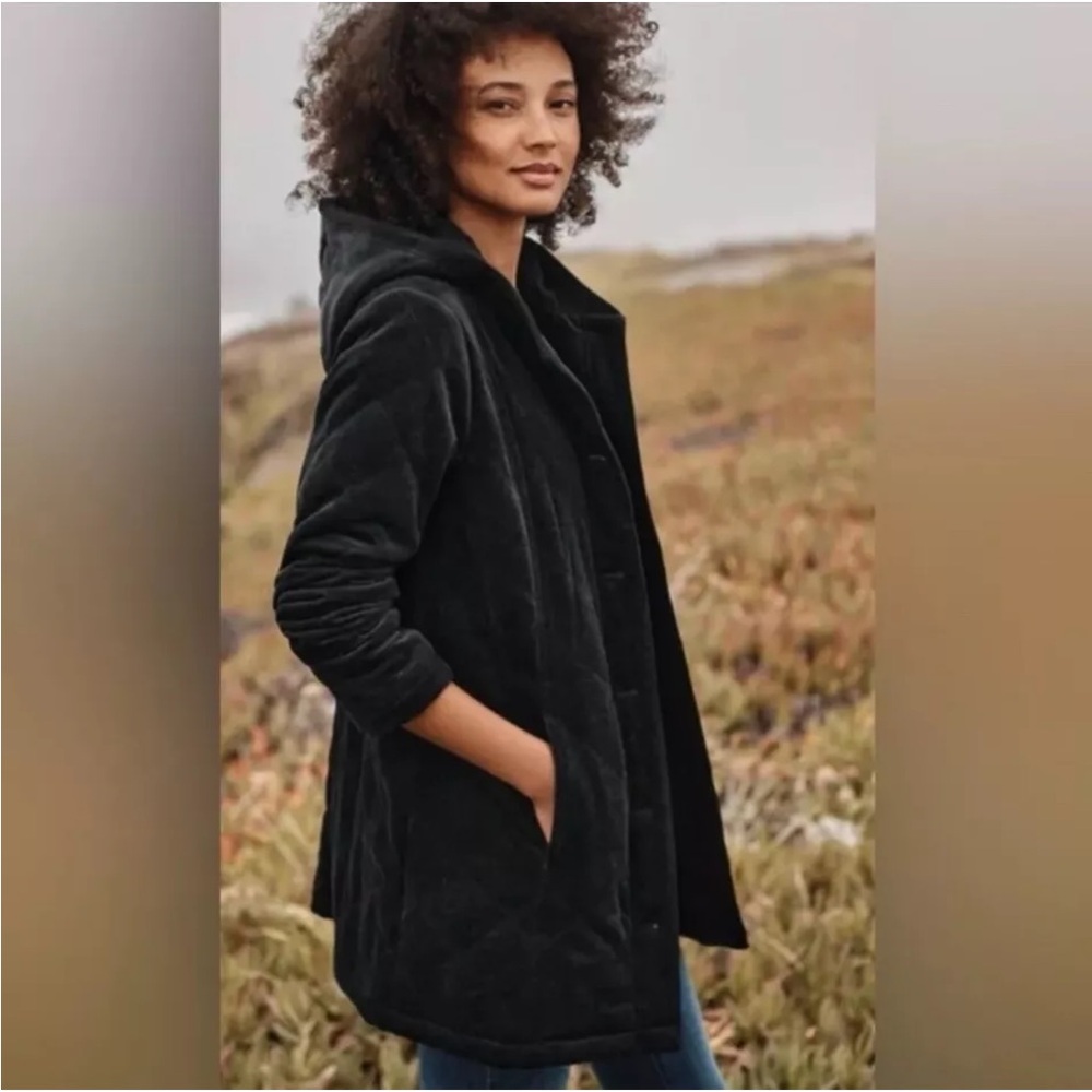 J. Jill - 3X  Plus Soft Stylish Chenille Jacket Coat Hooded black pockets